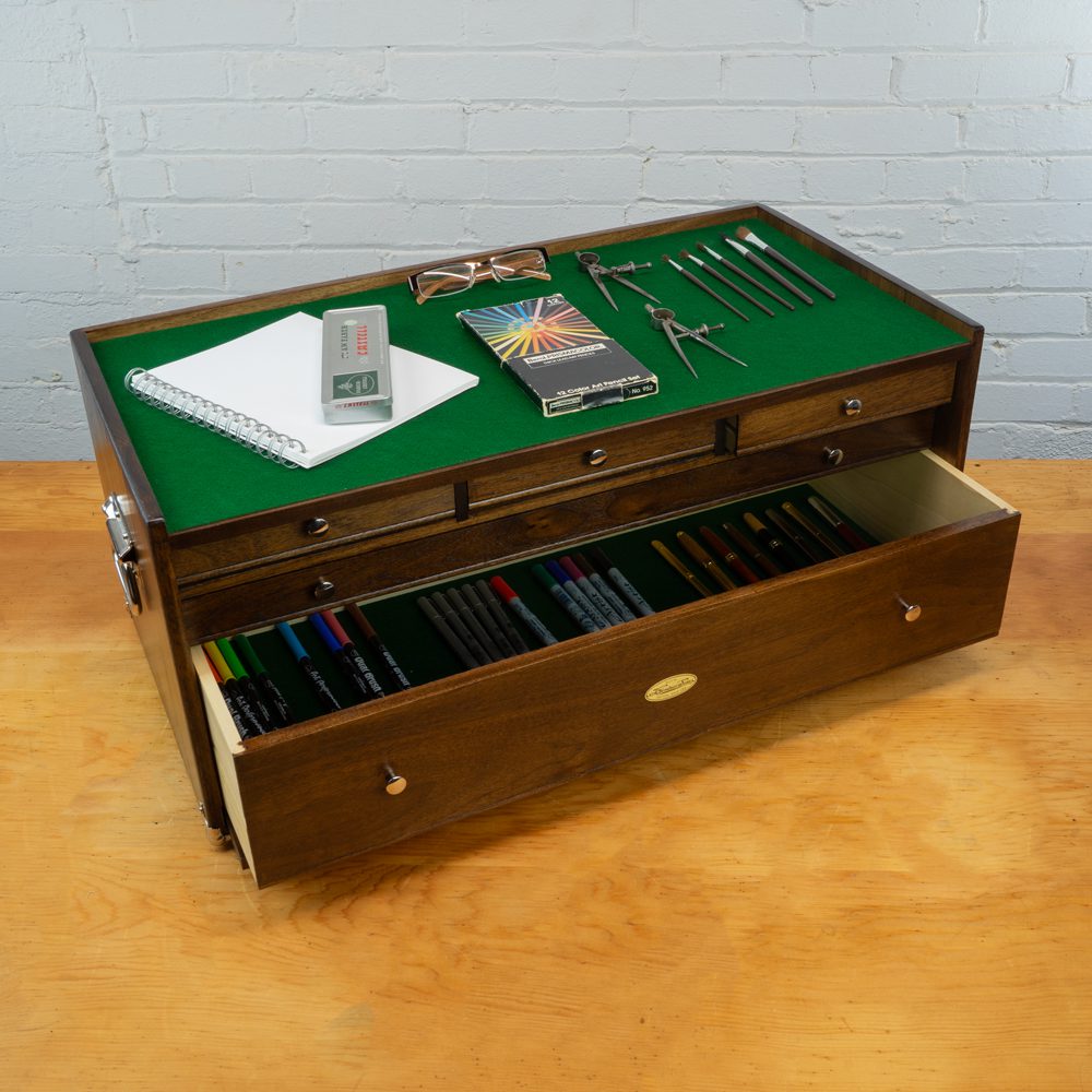 Dark Walnut B2705 Pro-Series Base with Art and Craft Painting Supplies Dark Walnut B2705 Pro-Series Base with Art and Craft Painting Supplies