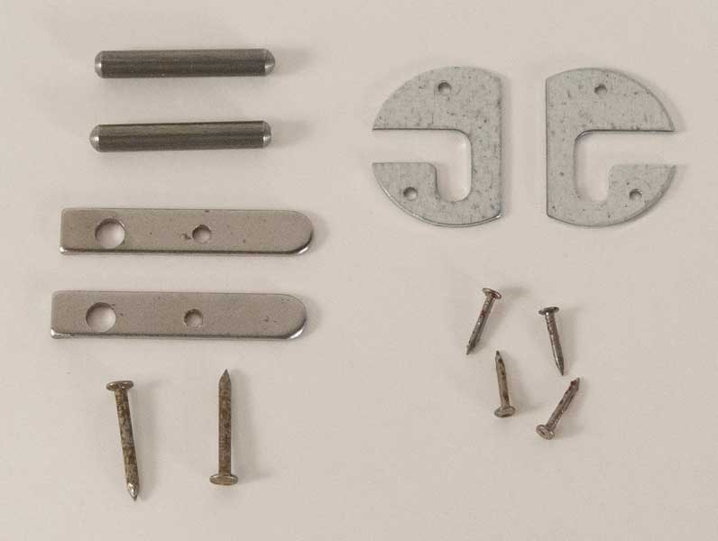 Part 1014 - Front Lid Pins, Lid Plates & Hinge Plates (1 pair) Part 1014 - Front Lid Pins, Lid Plates & Hinge Plates (1 pair)