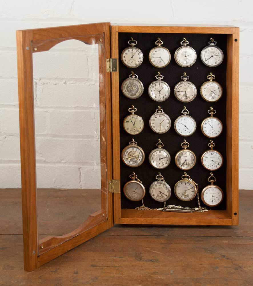 American Cherry Hanging Pocket Watch Display Case