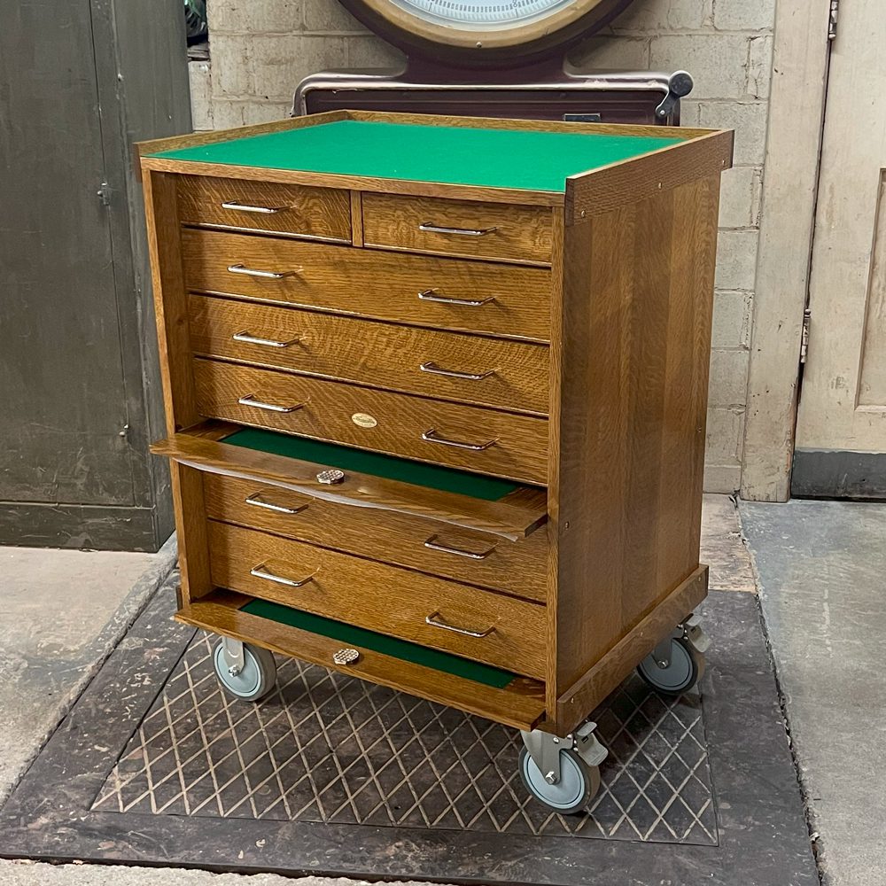 Gerstner R3007 Roller Cabinet in Golden Oak on a Shipping Scale