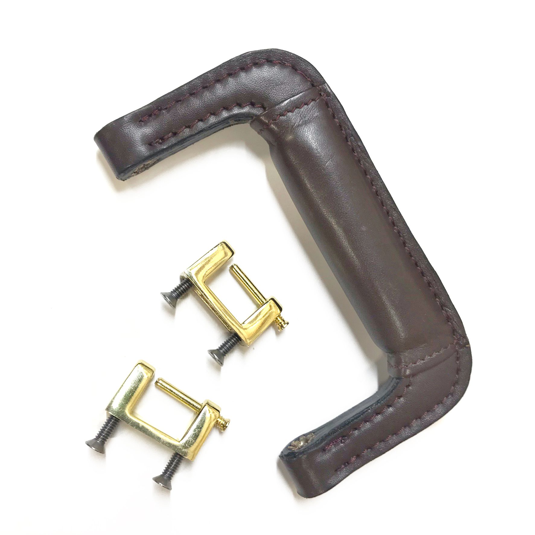 Part 1046 Gerstner Brown Leather Attaché Handle w/Brass Brackets