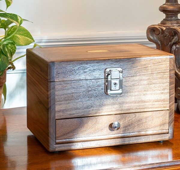 Natural Walnut J1001 Just Right Box on a Table