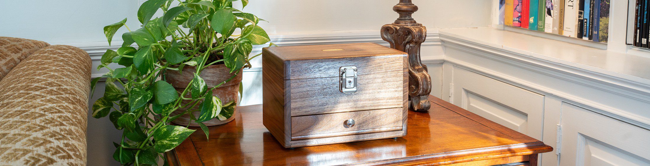 Natural Walnut J1001 Just Right Box on a Table