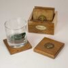 Golden Oak Coaster Set with Glass