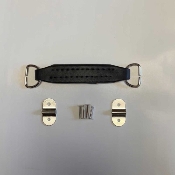 Black D-Ring style top handle with nickel brackets