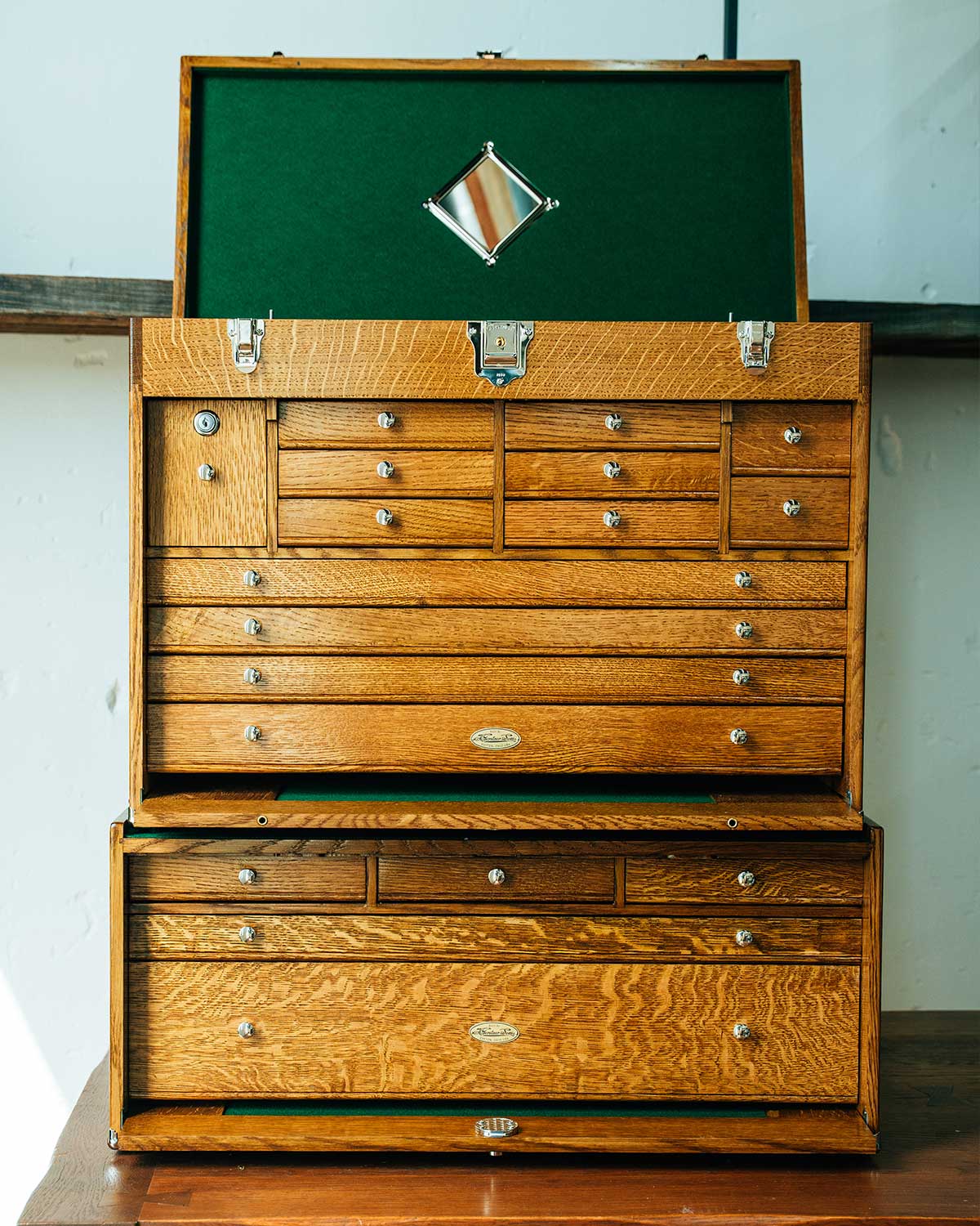 Gerstner Golden Oak wood tool chest and base made in USA