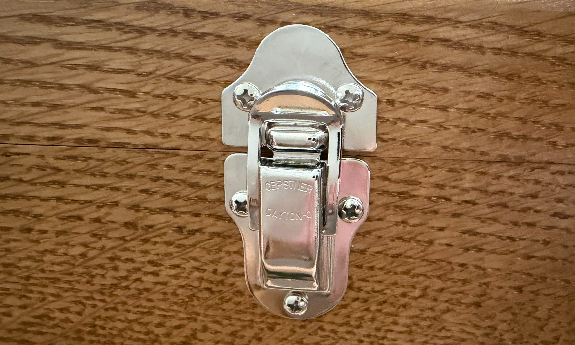Nickel Flip Latch on a Gerstner wood tool chest