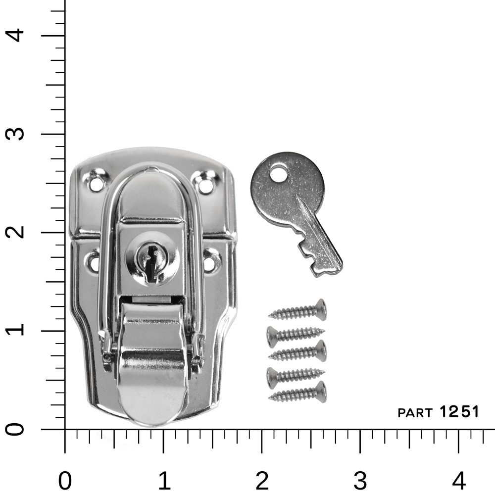 part 1251 chrome chest surface mounted lock with screws