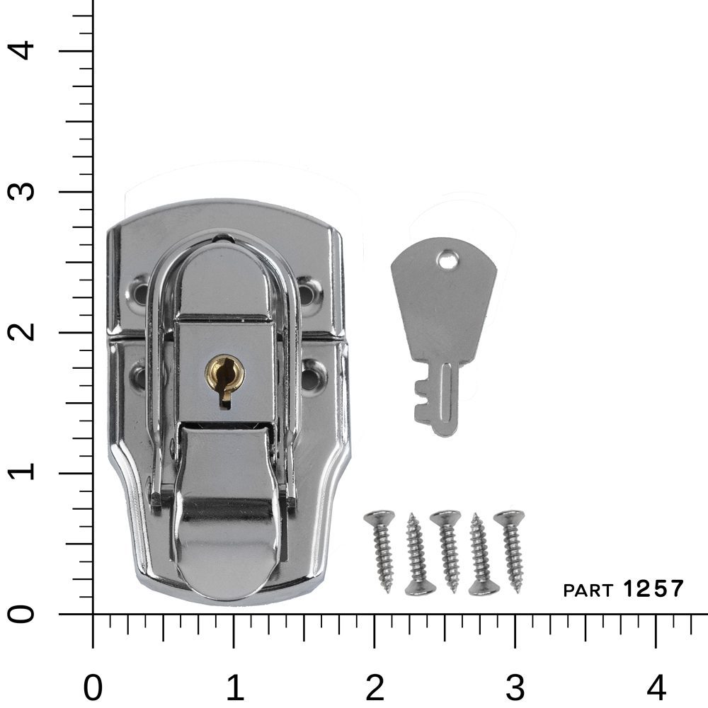 part 1257 chrome surface mounted chest lock with screws