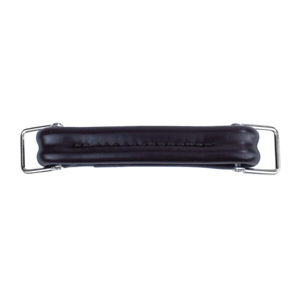 dark brown top handle with chrome brackets