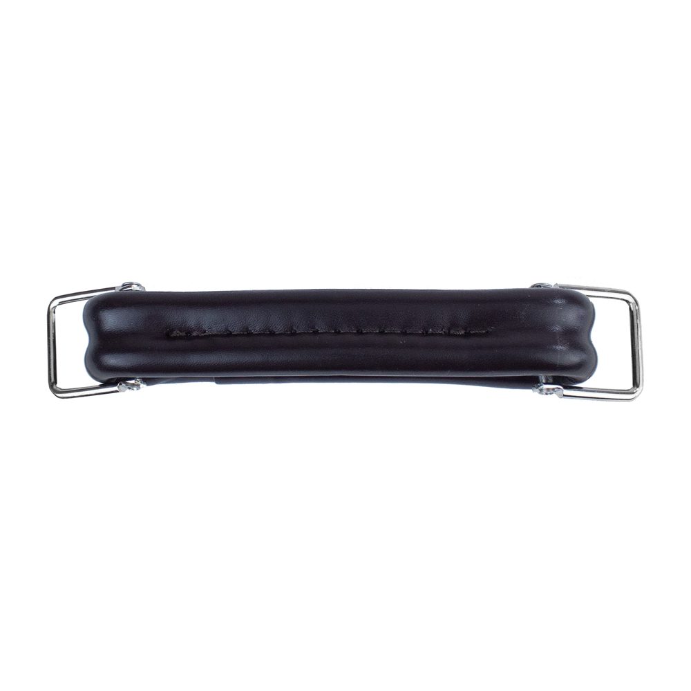 dark brown top handle with chrome brackets