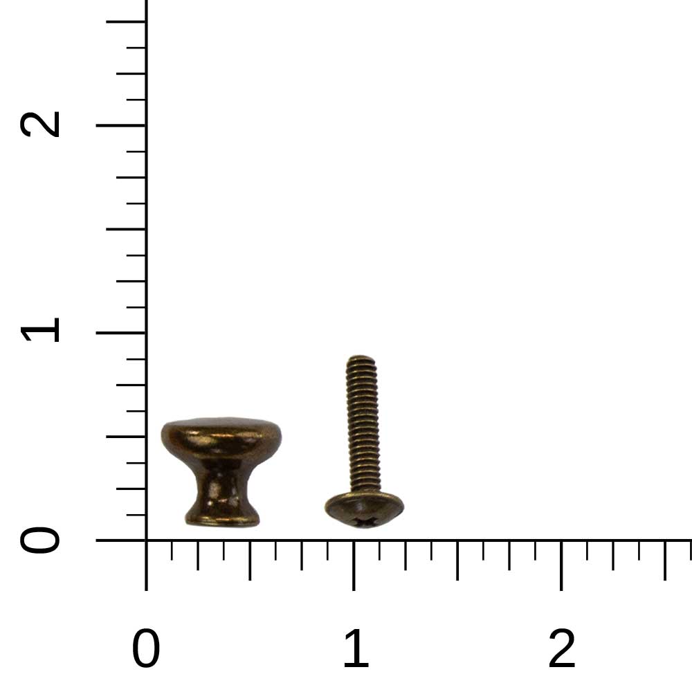 part 1297 antique brass drawer knob with machine screw